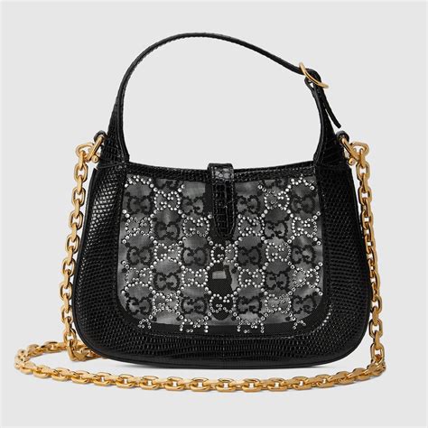 gucci jackie 1961 mini crystal gg lizard bag|GUCCI Lizard Mesh Crystal GG Monogram Mini Jackie 1961 .